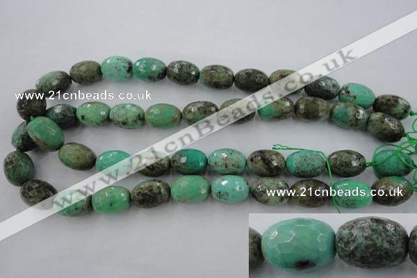 CAG3920 15.5 inches 13*18mm faceted rice green grass agate beads