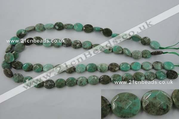 CAG3931 15.5 inches 10*12mm faceted oval green grass agate beads