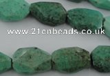 CAG3940 15.5 inches 13*19mm faceted freeform green grass agate beads