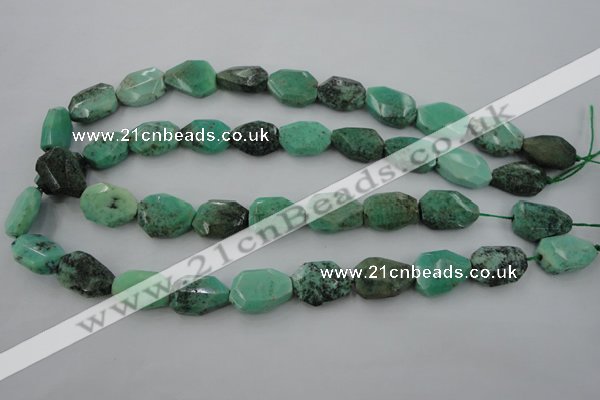 CAG3940 15.5 inches 13*19mm faceted freeform green grass agate beads