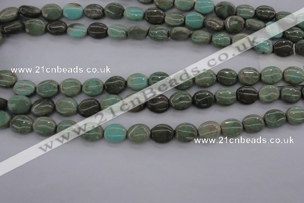 CAG3942 15.5 inches 8*10mm oval green grass agate beads