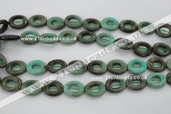 CAG3945 15.5 inches 13*18mm oval donut green grass agate beads