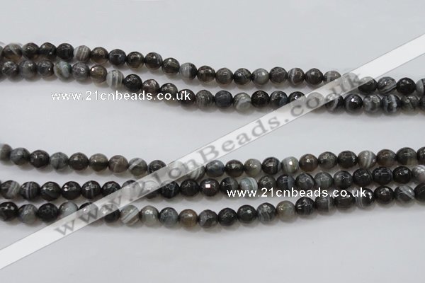 CAG3951 15.5 inches 6mm faceted round grey botswana agate beads