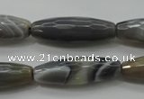 CAG3958 15.5 inches 10*30mm faceted rice grey botswana agate beads