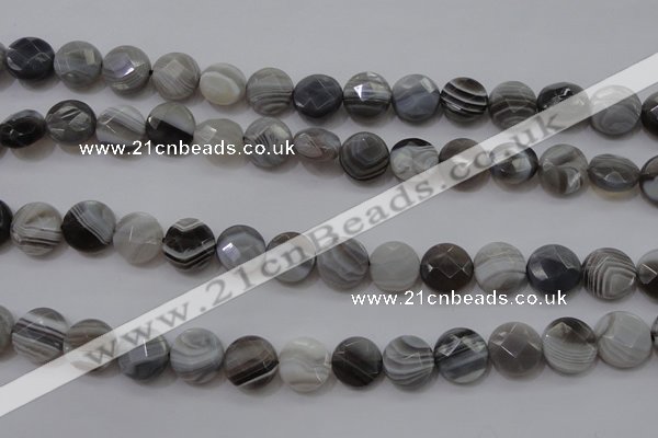 CAG3960 15.5 inches 10mm faceted coin grey botswana agate beads