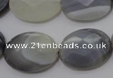 CAG3975 15.5 inches 18*25mm faceted oval grey botswana agate beads