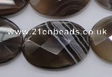 CAG3976 15.5 inches 22*30mm faceted oval grey botswana agate beads