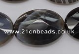 CAG3977 15.5 inches 25*35mm faceted oval grey botswana agate beads