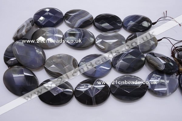 CAG3978 15.5 inches 30*40mm faceted oval grey botswana agate beads