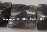 CAG3985 15.5 inches 30*30mm faceted square grey botswana agate beads