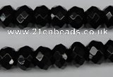 CAG3995 15.5 inches 8*12mm faceted rondelle black agate beads