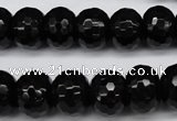 CAG3996 15.5 inches 10*14mm faceted rondelle black agate beads