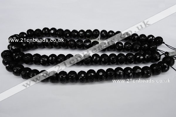 CAG3996 15.5 inches 10*14mm faceted rondelle black agate beads