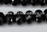 CAG3997 15.5 inches 12*16mm faceted rondelle black agate beads