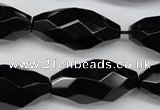 CAG4005 15.5 inches 15*30mm faceted rice black agate beads