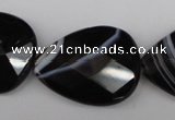 CAG4030 15.5 inches 15*20mm faceted flat teardrop black agate beads