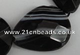 CAG4031 15.5 inches 20*30mm faceted flat teardrop black agate beads