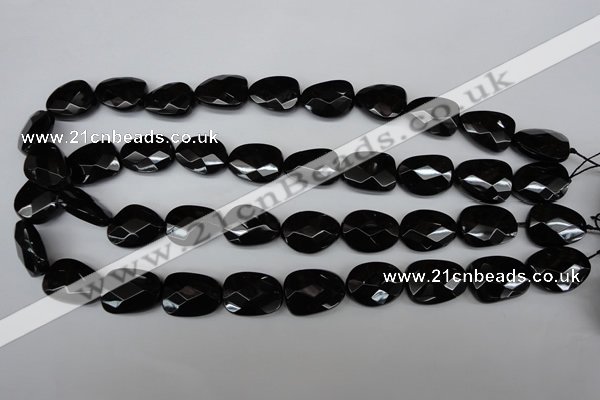 CAG4038 15.5 inches 15*20mm faceted freeform black agate beads