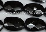 CAG4039 15.5 inches 18*23mm faceted freeform black agate beads