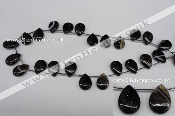 CAG4044 Top-drilled 13*18mm flat teardrop black agate beads