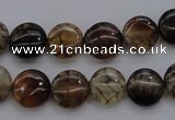 CAG4061 15.5 inches 10mm flat round dragon veins agate beads