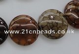 CAG4065 15.5 inches 20mm flat round dragon veins agate beads