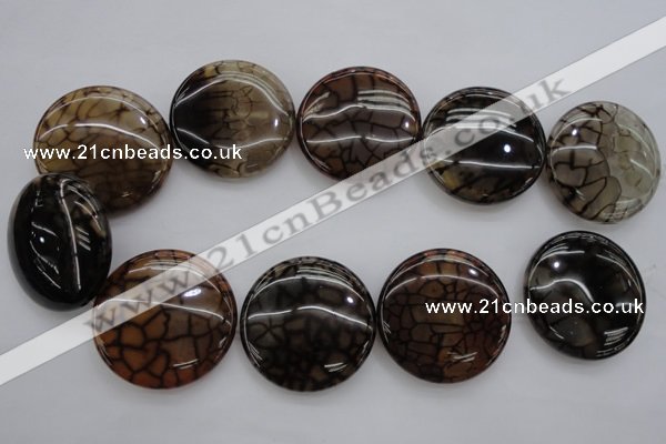 CAG4069 15.5 inches 40mm flat round dragon veins agate beads