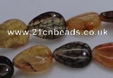 CAG4079 15.5 inches 10*14mm flat teardrop dragon veins agate beads