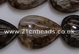 CAG4084 15.5 inches 22*30mm flat teardrop dragon veins agate beads