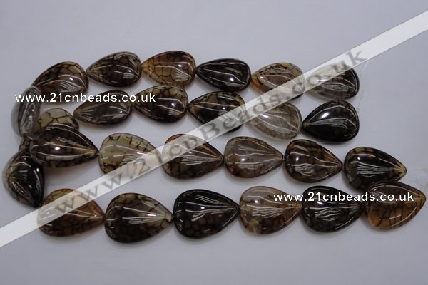 CAG4084 15.5 inches 22*30mm flat teardrop dragon veins agate beads