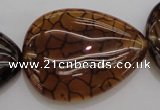 CAG4086 15.5 inches 30*40mm flat teardrop dragon veins agate beads
