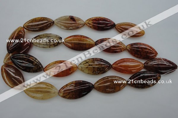 CAG4090 15.5 inches 20*40mm marquise dragon veins agate beads