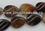 CAG4096 15.5 inches 13*18mm twisted flat teardrop dragon veins agate beads