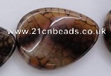 CAG4101 15.5 inches 30*40mm twisted flat teardrop dragon veins agate beads