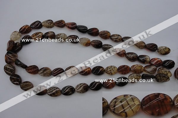 CAG4104 15.5 inches 10*14mm twisted oval dragon veins agate beads