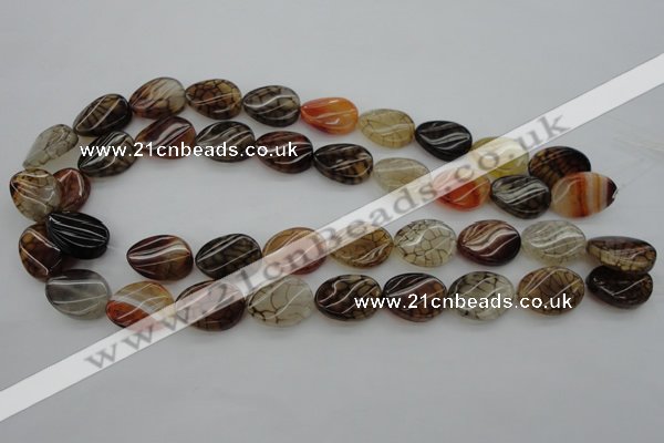 CAG4107 15.5 inches 15*20mm twisted oval dragon veins agate beads