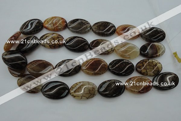 CAG4109 15.5 inches 20*30mm twisted oval dragon veins agate beads