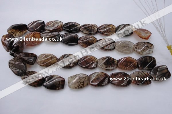 CAG4111 15.5 inches 18*25mm twisted rectangle dragon veins agate beads