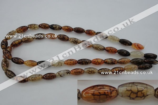 CAG4125 15.5 inches 8*16mm rice dragon veins agate beads