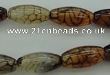 CAG4127 15.5 inches 10*20mm rice dragon veins agate beads