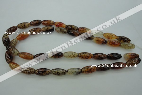 CAG4127 15.5 inches 10*20mm rice dragon veins agate beads