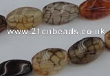 CAG4149 15.5 inches 6*12mm twisted rice dragon veins agate beads