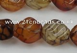 CAG4151 15.5 inches 10*14mm twisted rice dragon veins agate beads