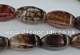 CAG4154 15.5 inches 10*20mm twisted rice dragon veins agate beads