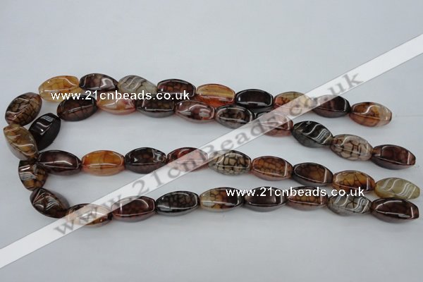 CAG4154 15.5 inches 10*20mm twisted rice dragon veins agate beads