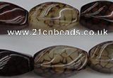 CAG4155 15.5 inches 13*25mm twisted rice dragon veins agate beads