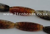 CAG4159 15.5 inches 10*30mm trihedron dragon veins agate beads