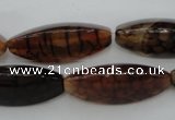 CAG4160 15.5 inches 12*30mm trihedron dragon veins agate beads