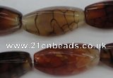 CAG4164 15.5 inches 10*20mm twisted trihedron dragon veins agate beads