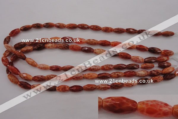 CAG4194 15.5 inches 8*14mm faceted rice natural fire agate beads